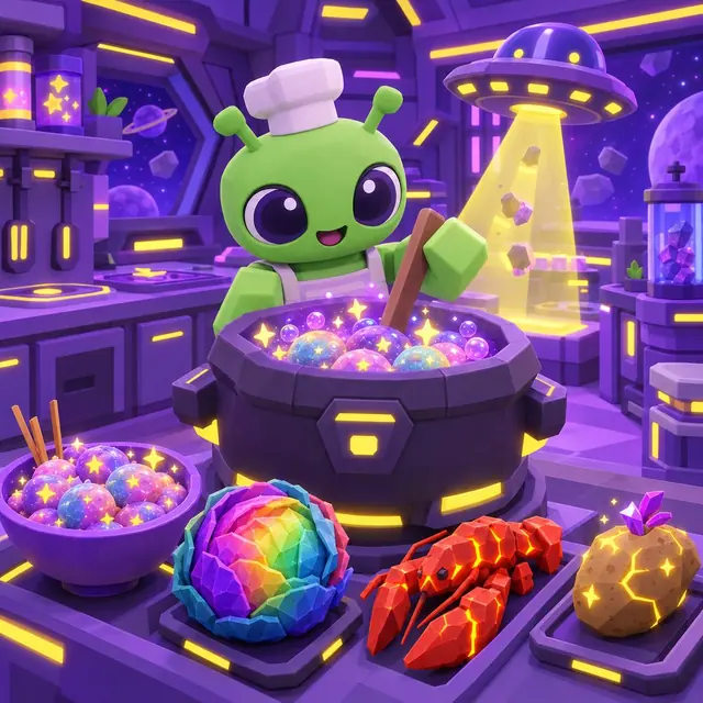 The hungry alien cooking in the Alien Lab