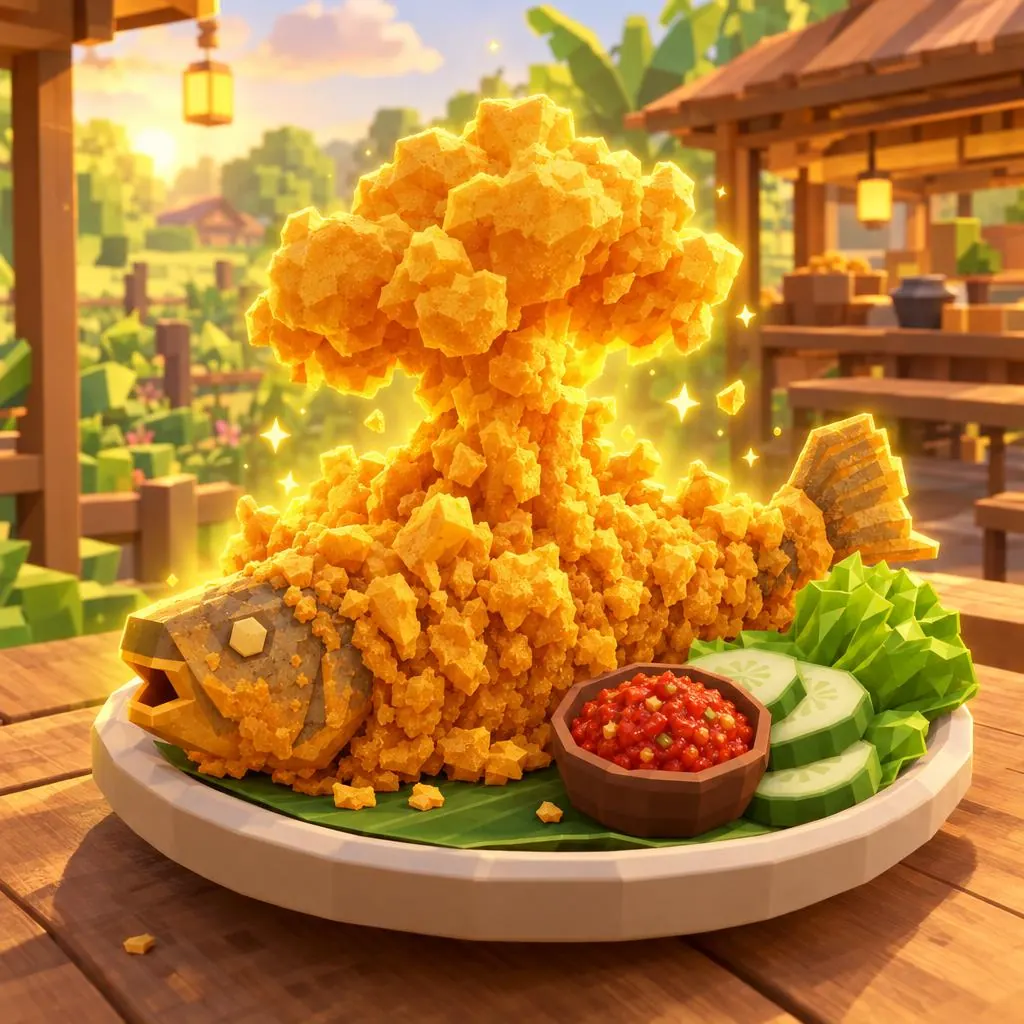 Pecel lele kriuk: a giant golden crunchy mutated catfish